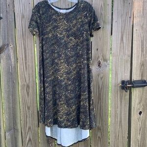 XS LuLaRoe Carly T-Shirt Dress, camo colored